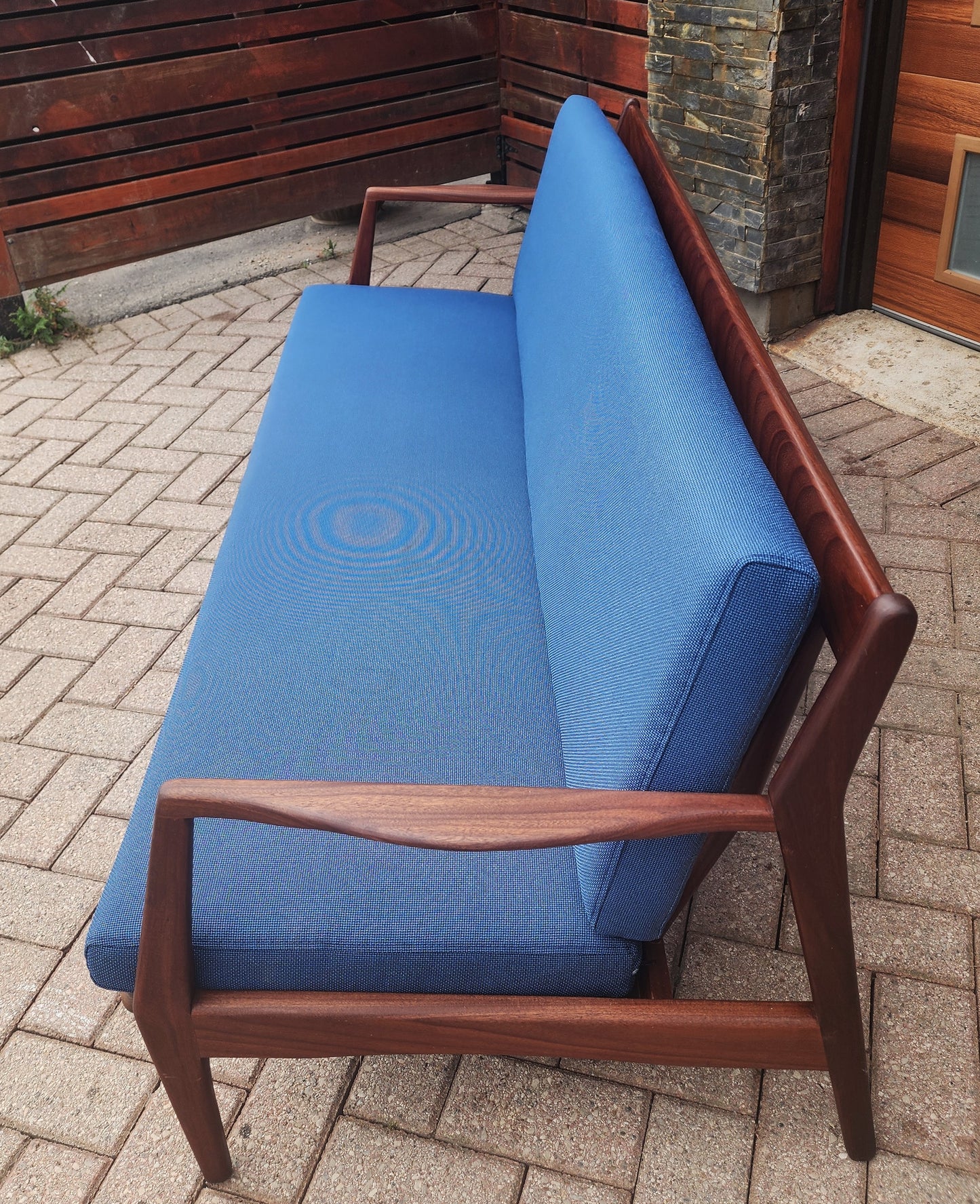 REUPHOLSTERED REFINISHED Mid Century Modern Teak 3-Seater Sofa by R. Huber