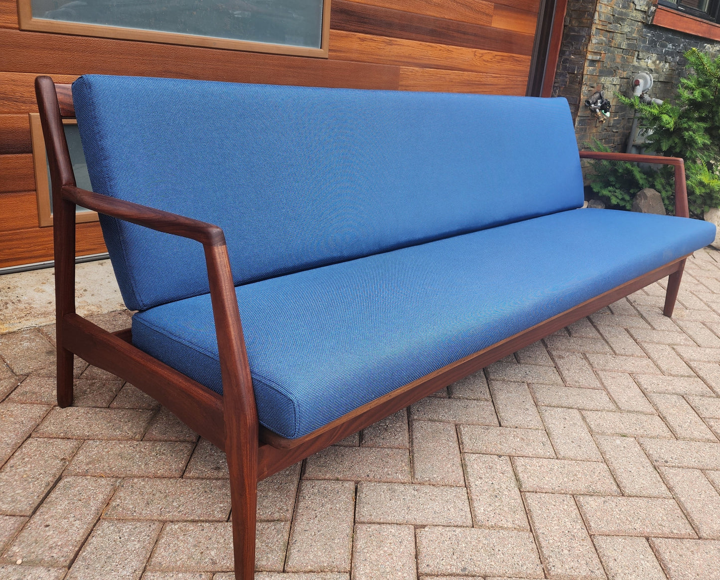 REUPHOLSTERED REFINISHED Mid Century Modern Teak 3-Seater Sofa by R. Huber