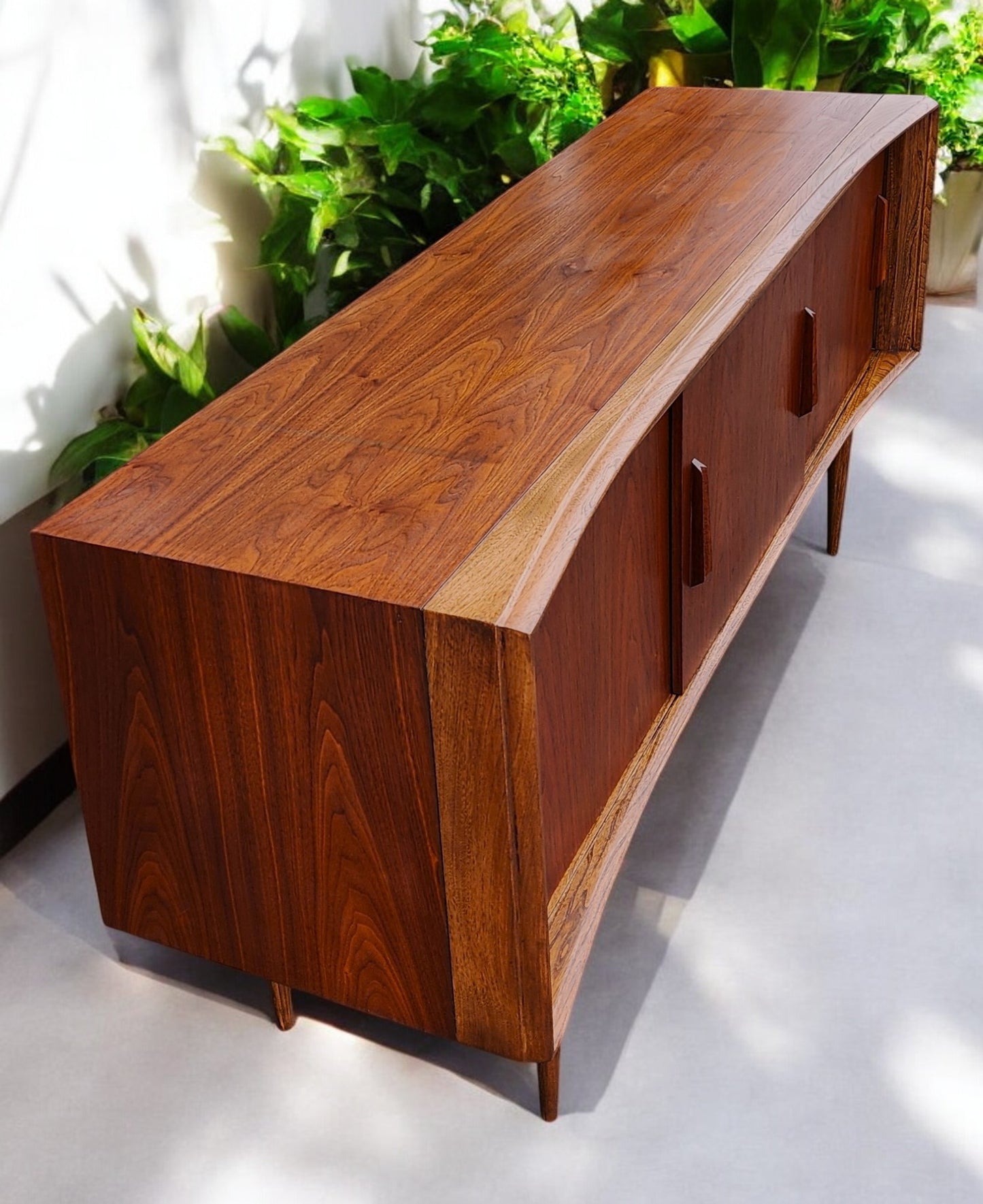 REFINISHED Walnut Mid Century Modern Credenza by Deilcraft 68"