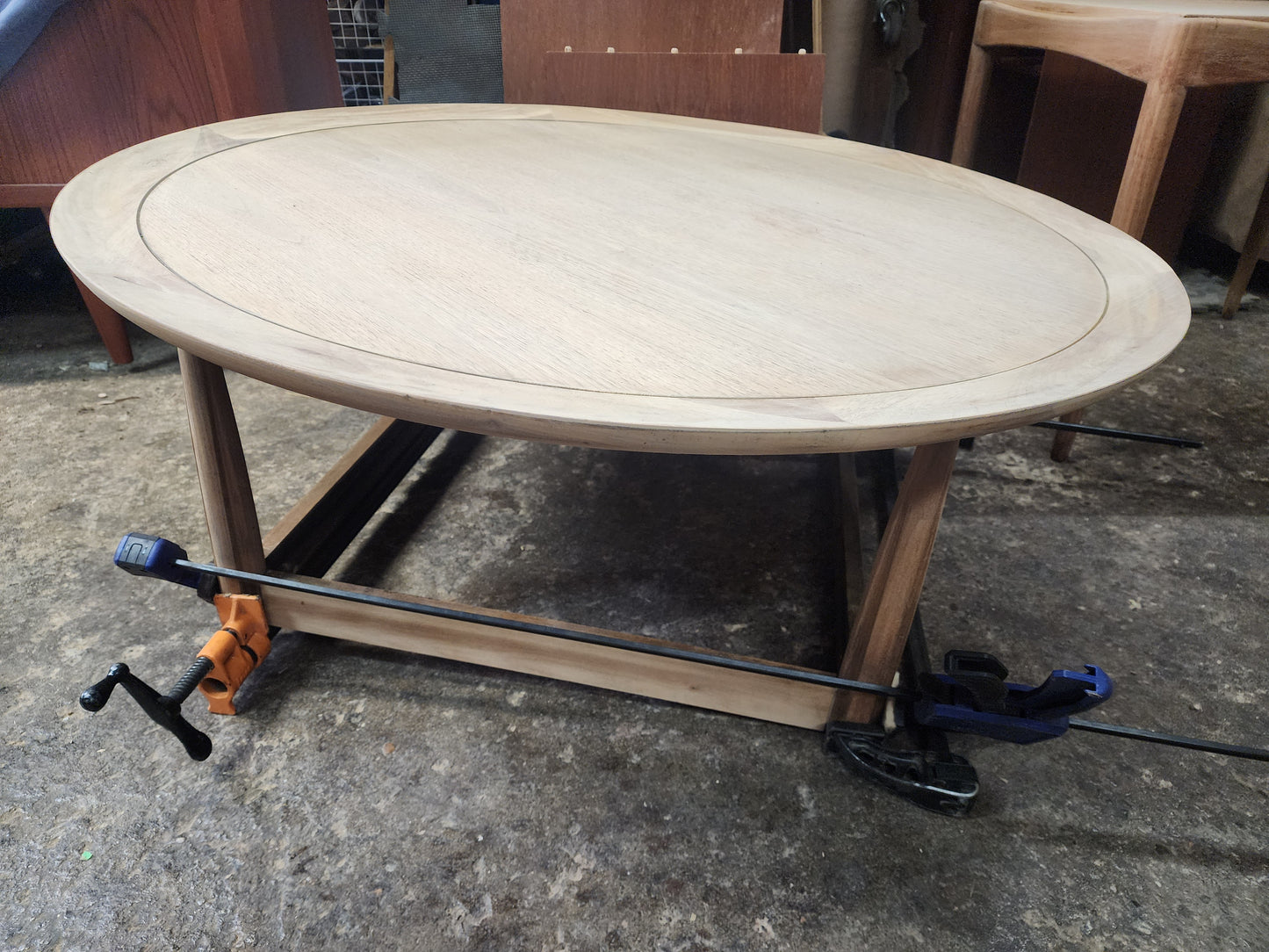 REFINISHED Mid Century Modern Walnut Round Coffee Table by Deilcraft D38"