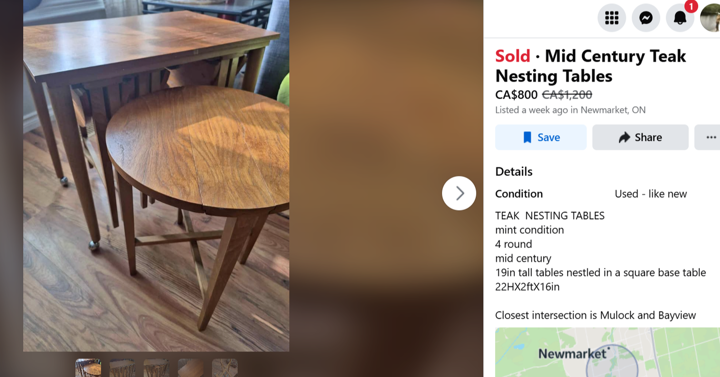REFINISHED MCM Serving Trolley /5 in 1 Nesting Tables by Poul Hundevad