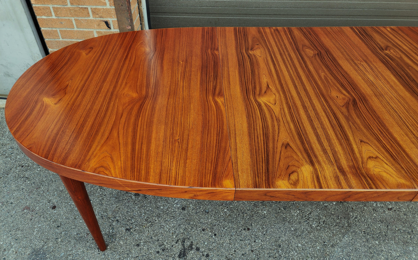 REFINISHED Danish Mid Century Modern Teak Table Oval w 2 leaves 66"-107"
