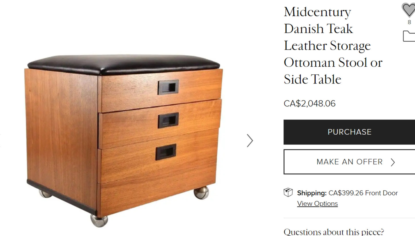 REFINISHED Danish MCM Teak Storage Bench w Drawers & Wheels, will get NEW Cushion