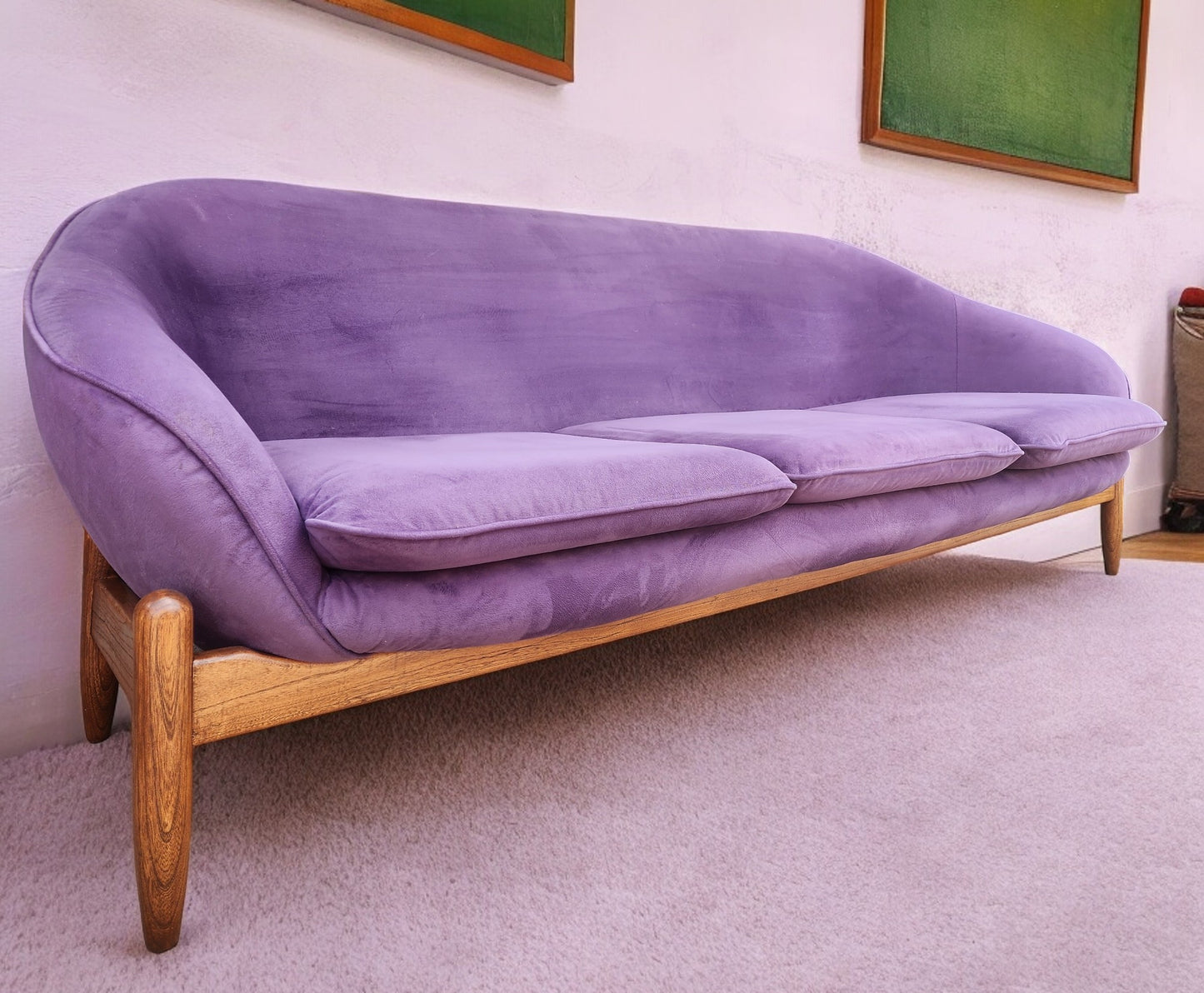 REFINISHED Scandinavian Mid Century Modern Egg Pod Space Age Sofa, Overman style