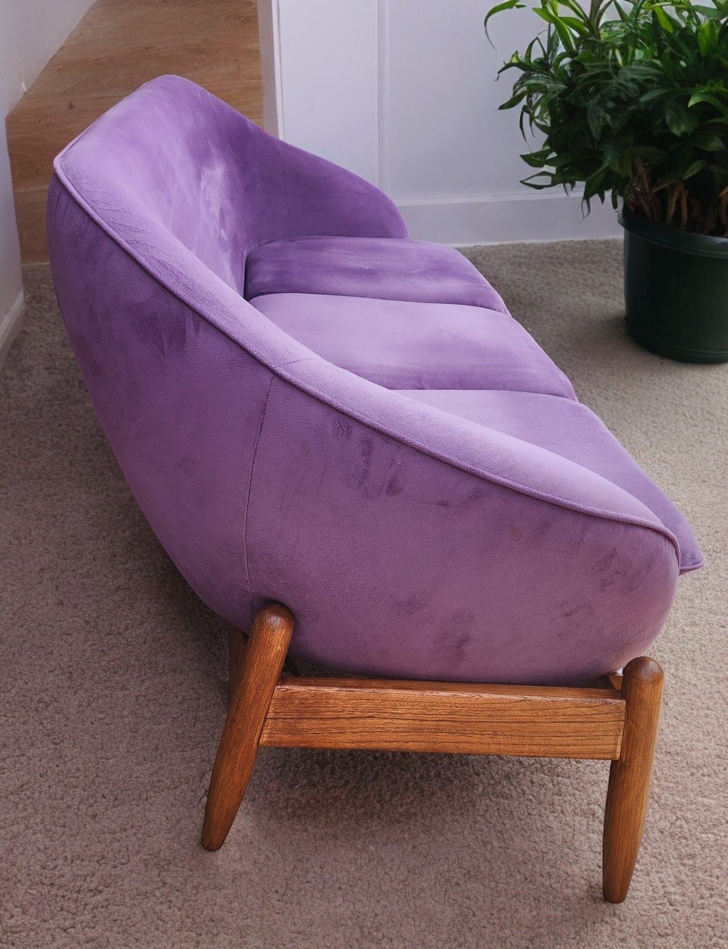 REFINISHED Scandinavian Mid Century Modern Egg Pod Space Age Sofa, Overman style