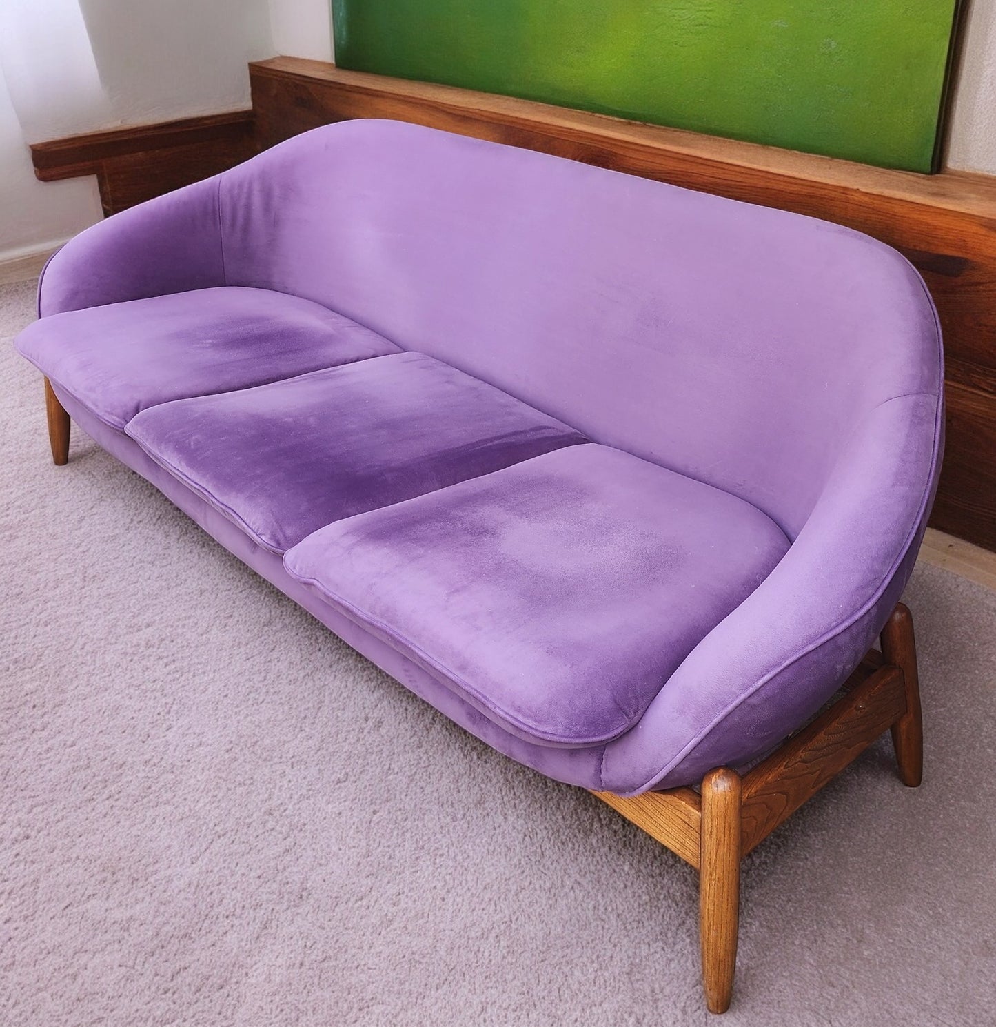 REFINISHED Scandinavian Mid Century Modern Egg Pod Space Age Sofa, Overman style