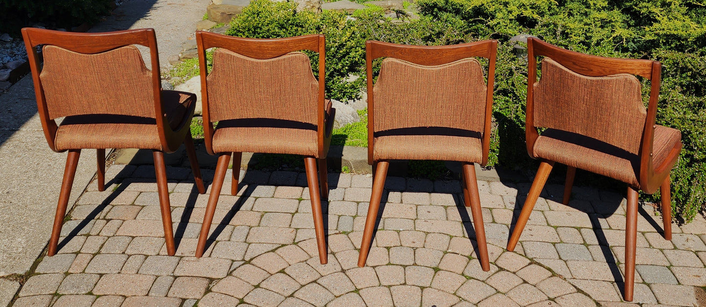 4 REFINISHED REUPHOLSTERED Mid Century Modern Boomerang Chairs