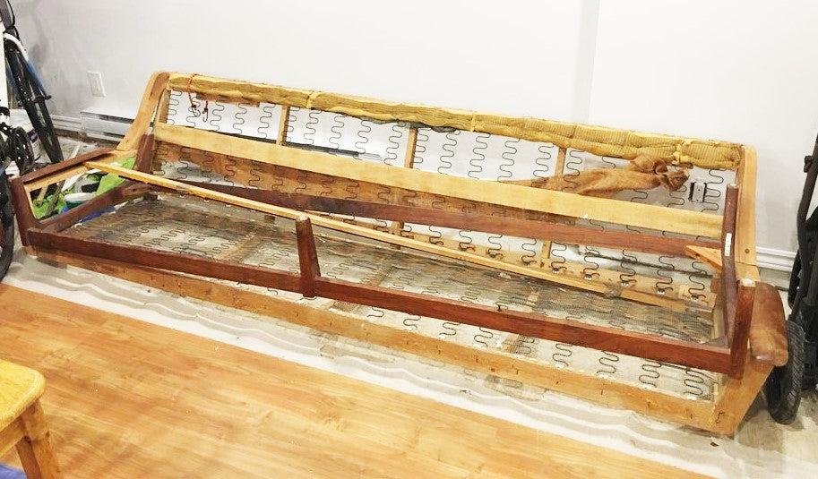 REFINISHED REUPHOLSTERED Danish MCM Teak Sofa 4-Seater, Performance Easy Care