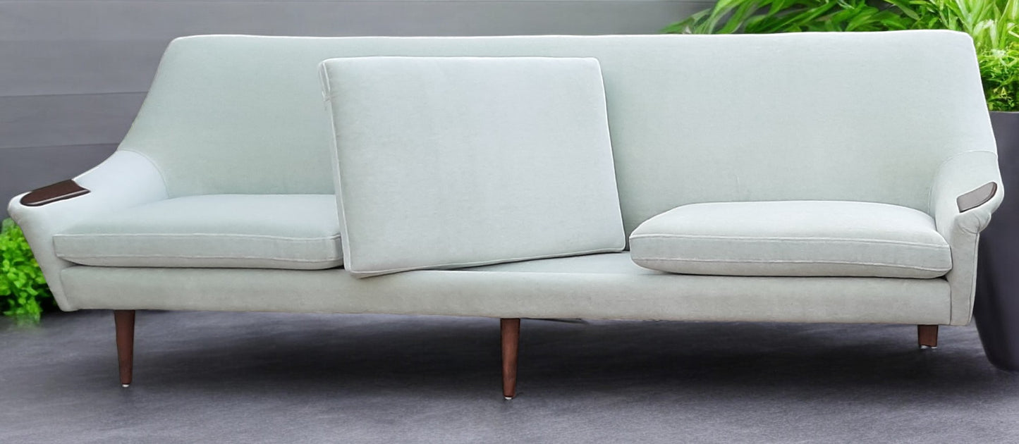 REFINISHED & REUPHOLSTERED in wool mohair Danish Mid Century Modern Sofa 4-seater