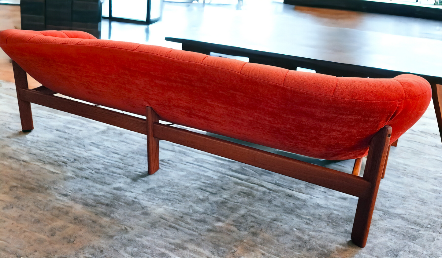 REFINISHED Mid Century Modern R.Huber Teak Scoop Sofa XL