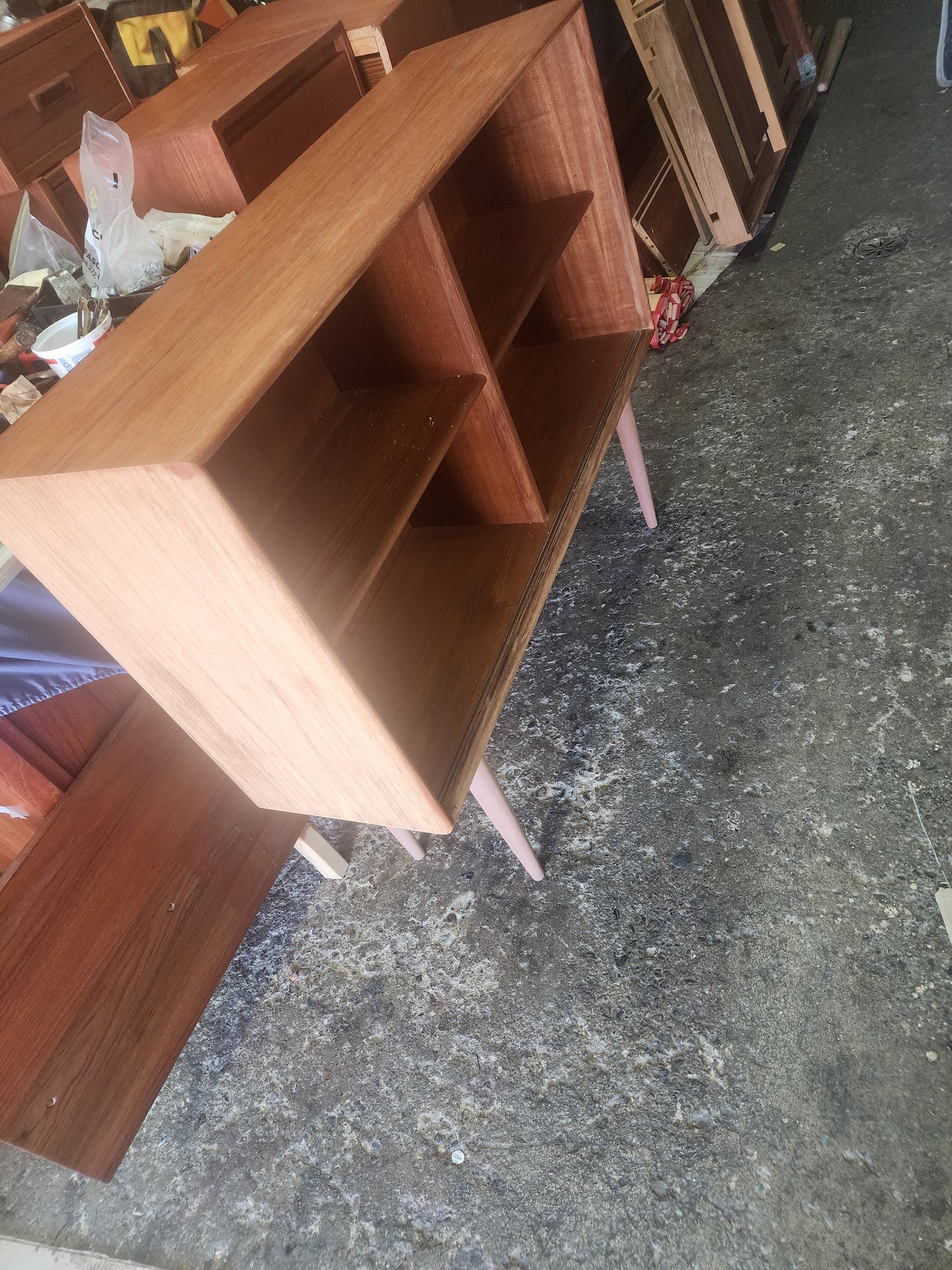 REFINISHED Mid Century Modern Teak Display Bookcase 4 ft