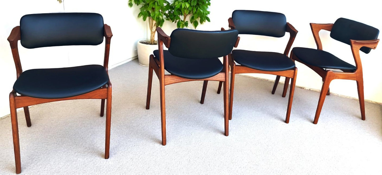 4 REFINISHED REUPHOLSTERED Danish Mid Century Modern Teak Z Armchairs