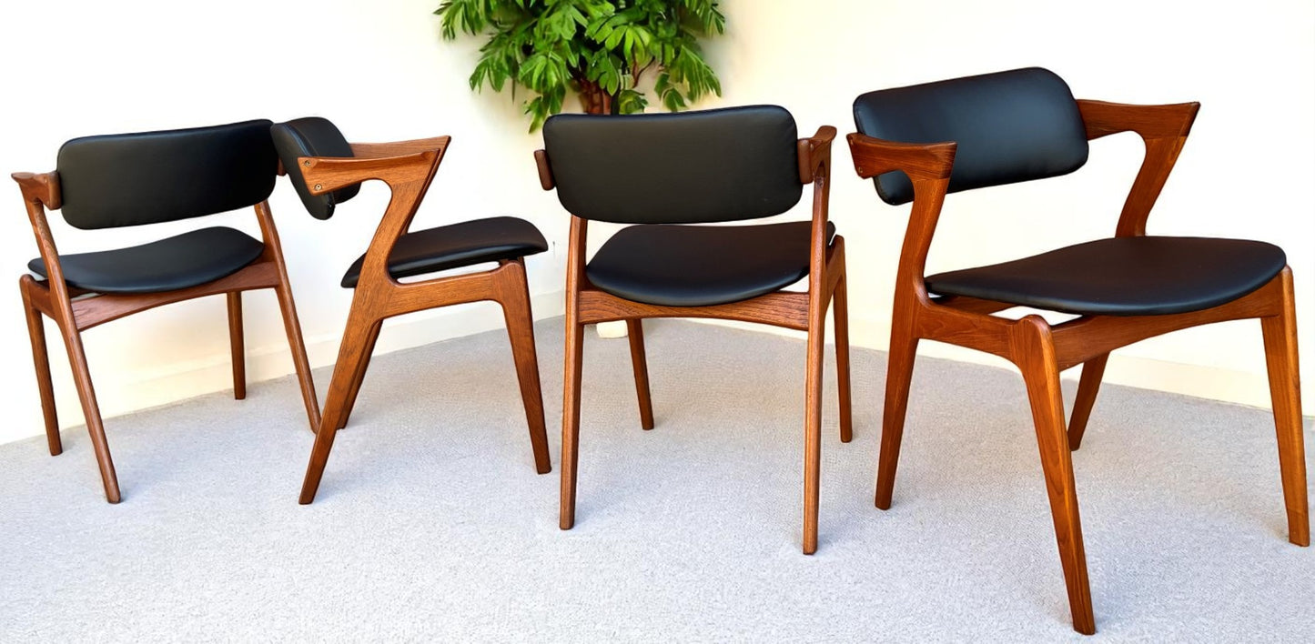 4 REFINISHED REUPHOLSTERED Danish Mid Century Modern Teak Z Armchairs
