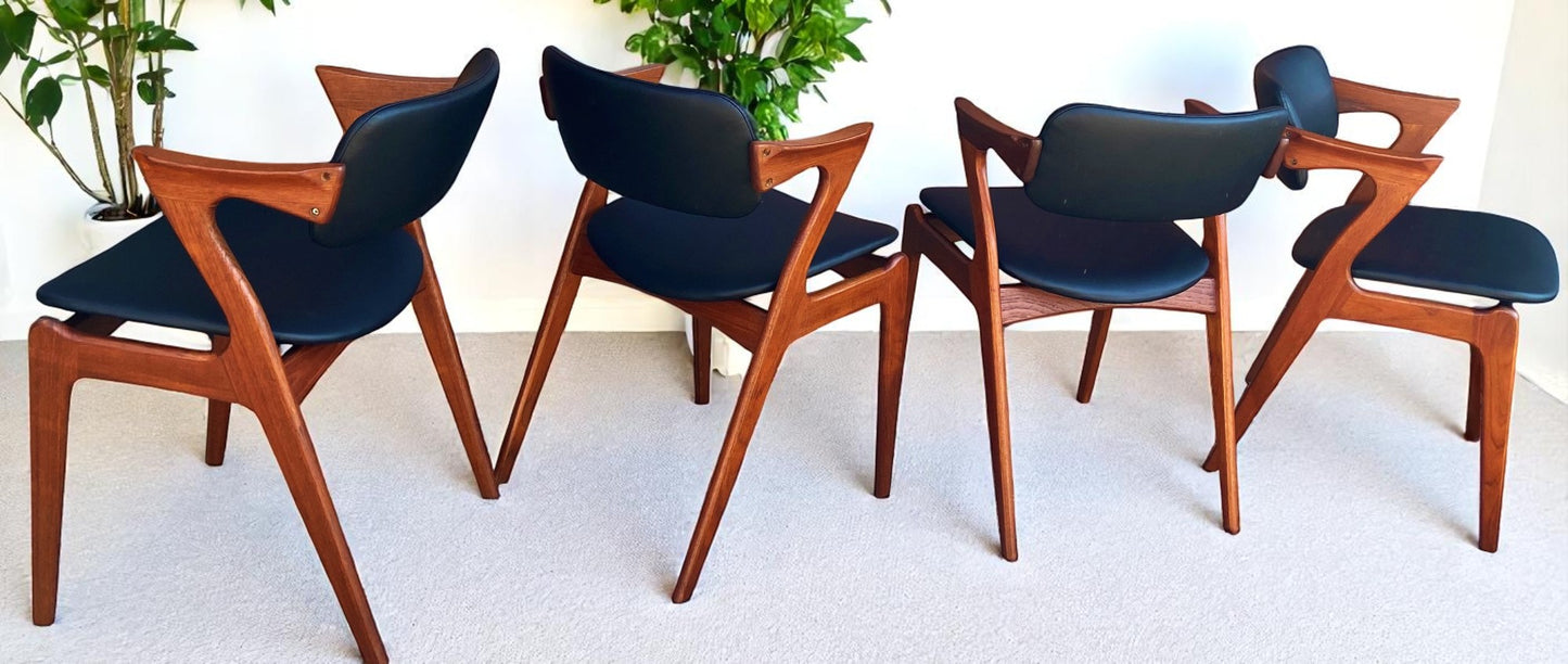 4 REFINISHED REUPHOLSTERED Danish Mid Century Modern Teak Z Armchairs