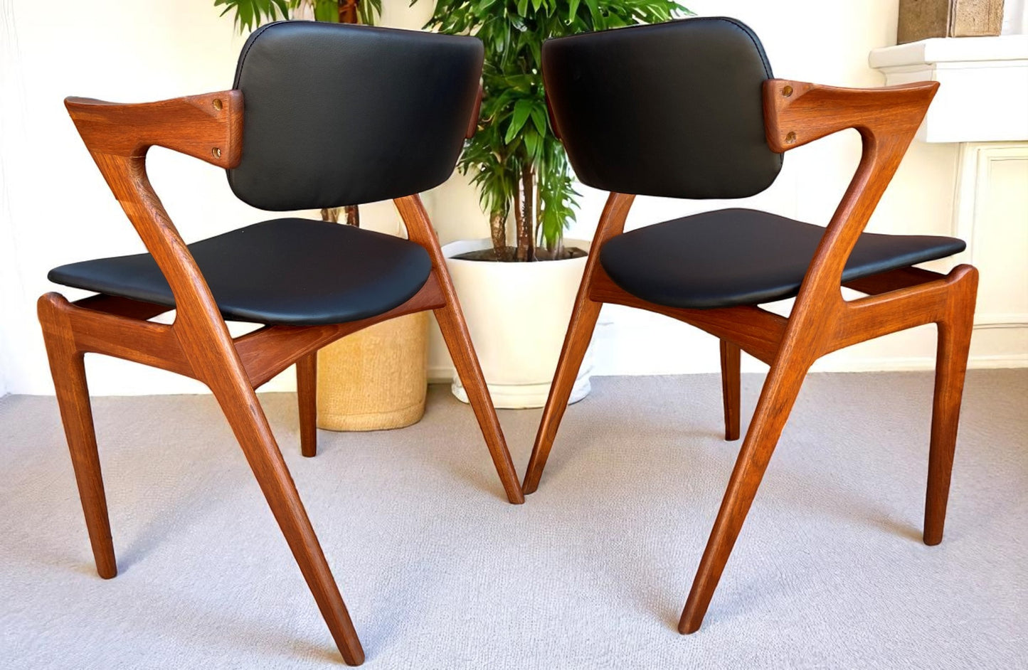 4 REFINISHED REUPHOLSTERED Danish Mid Century Modern Teak Z Armchairs