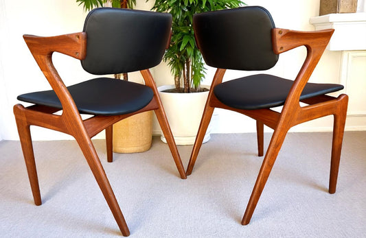 4 REFINISHED REUPHOLSTERED Danish Mid Century Modern Teak Z Armchairs