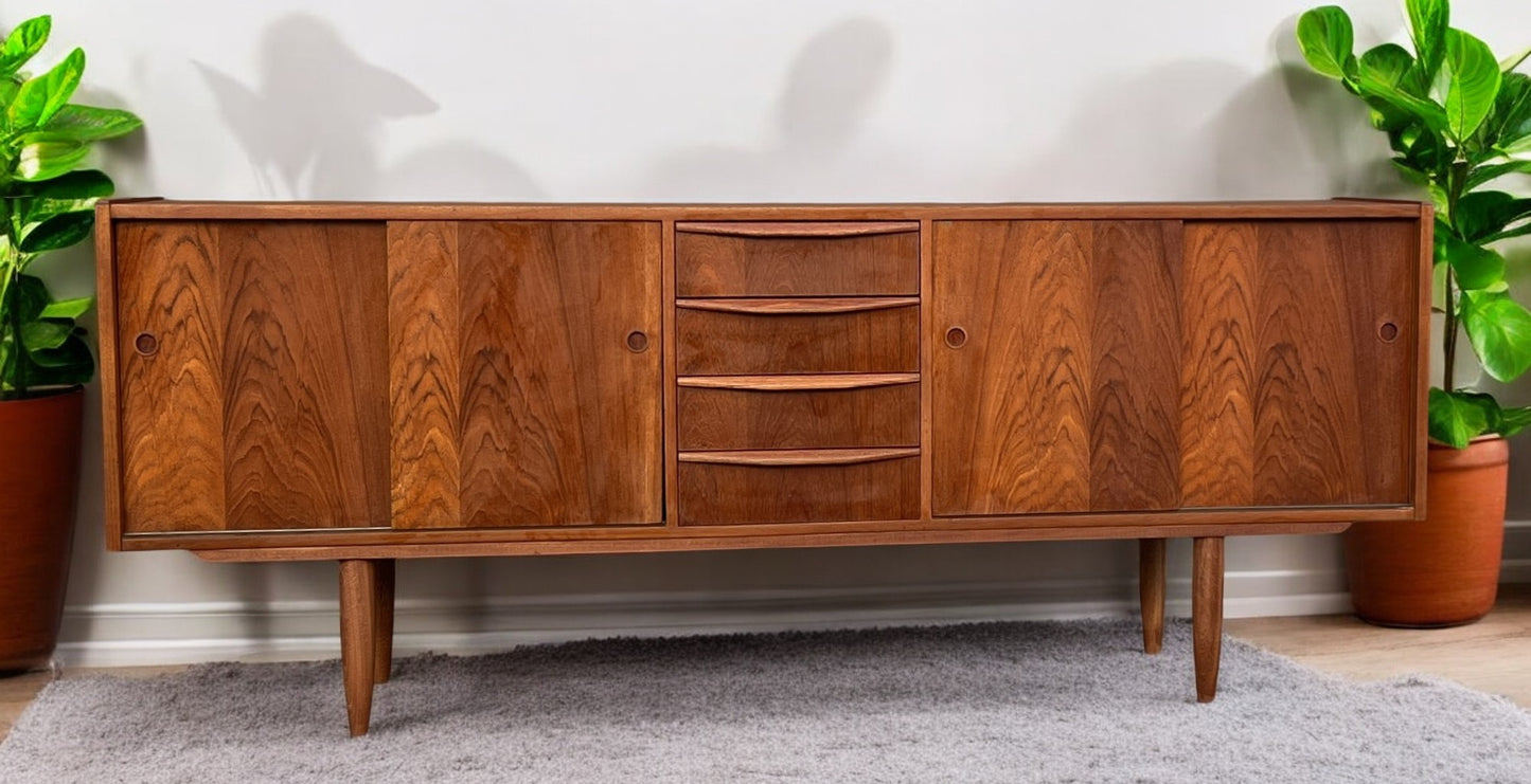 REFINISHED Mid Century Modern Teak Sideboard Narrow 74"