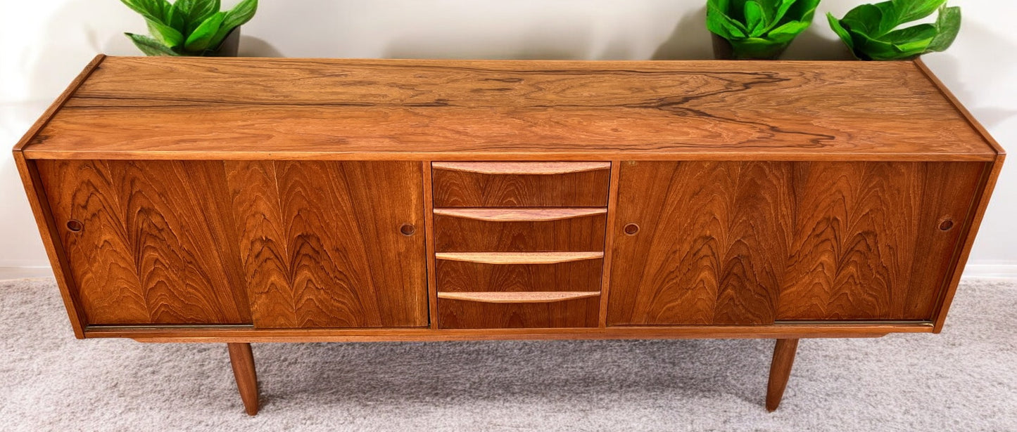 REFINISHED Mid Century Modern Teak Sideboard Narrow 74"