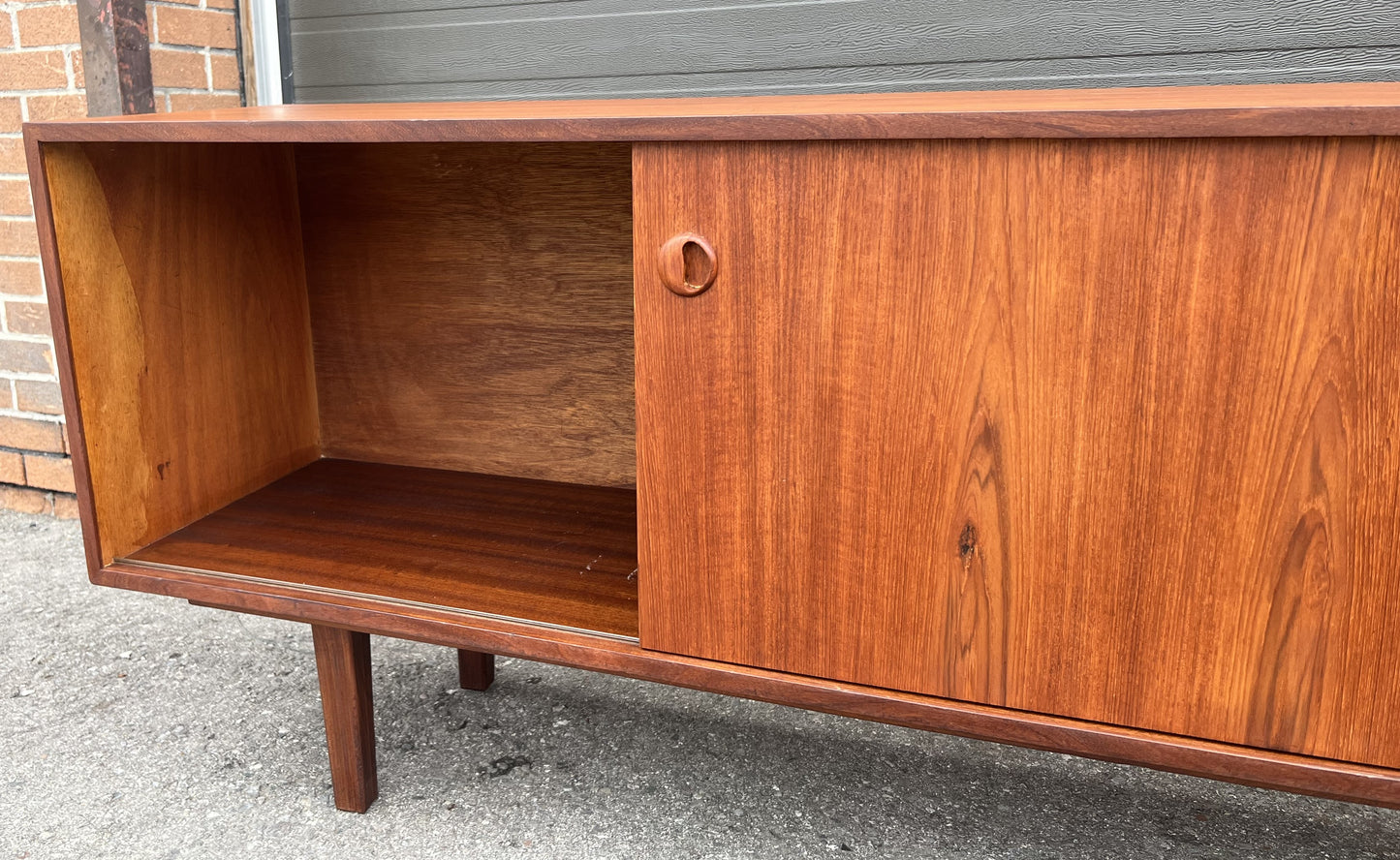 REFINISHED Mid Century Teak Sideboard Credenza Buffet Narrow 72"