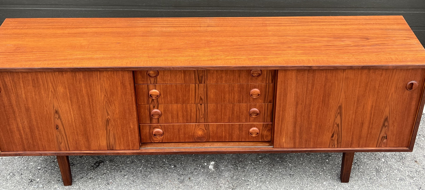 REFINISHED Mid Century Teak Sideboard Credenza Buffet Narrow 72"