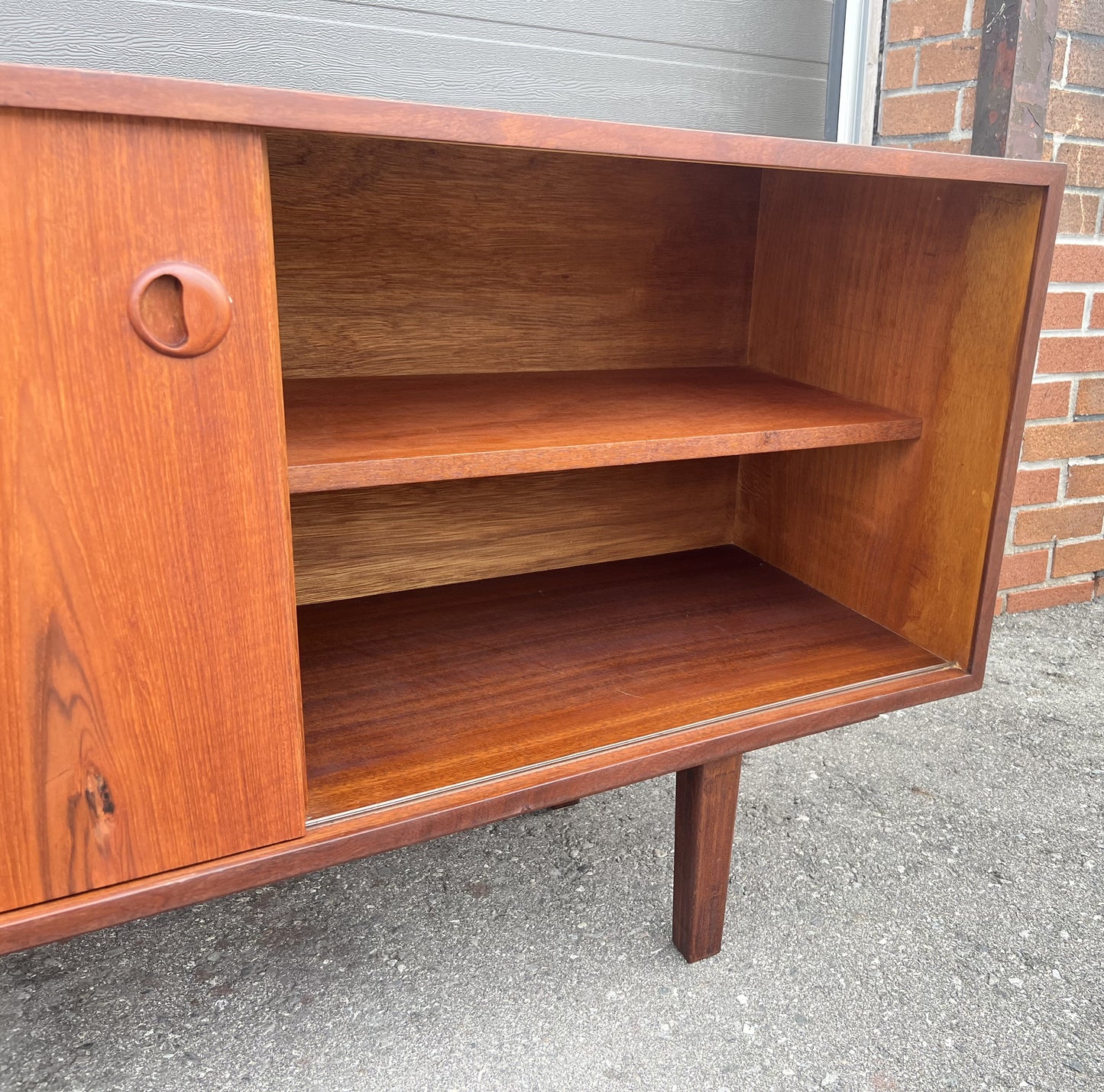 REFINISHED Mid Century Teak Sideboard Credenza Buffet Narrow 72"