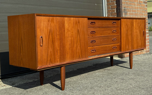 REFINISHED Danish Mid Century Teak Sideboard Credenza Buffet 82"