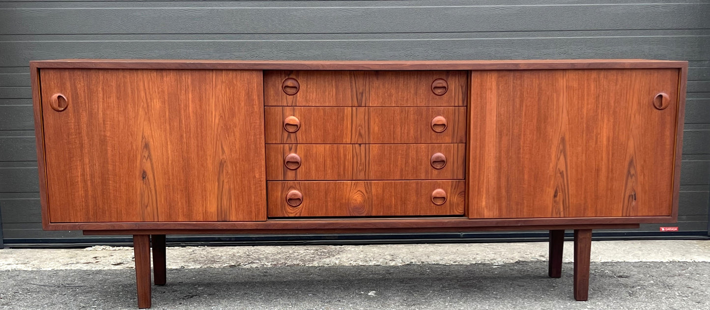 REFINISHED Mid Century Teak Sideboard Credenza Buffet Narrow 72"