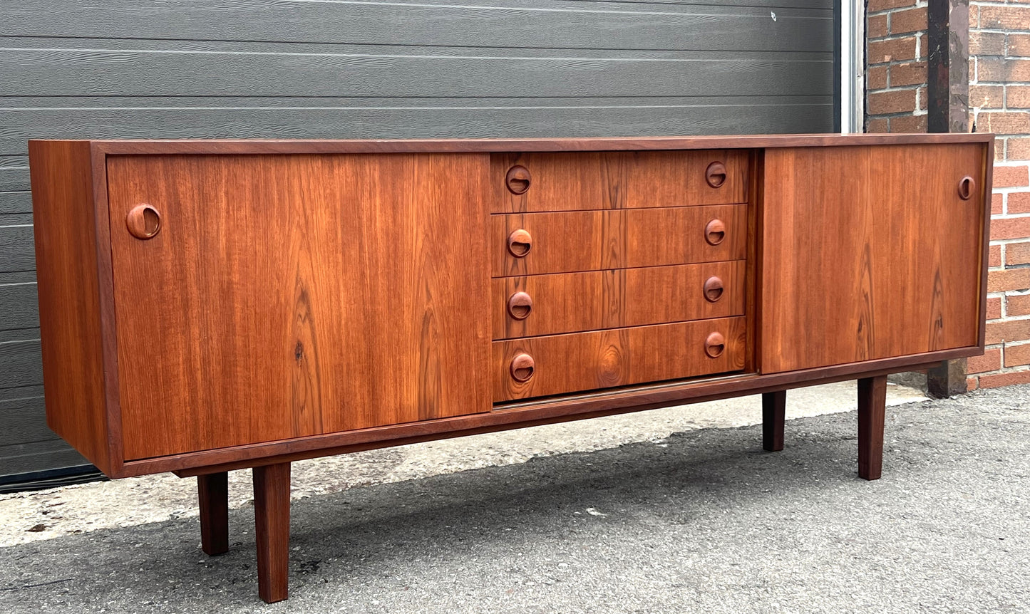 REFINISHED Mid Century Teak Sideboard Credenza Buffet Narrow 72"