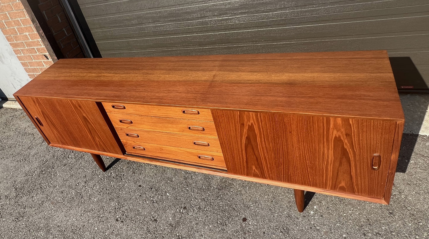 REFINISHED Danish Mid Century Teak Sideboard Credenza Buffet 82"