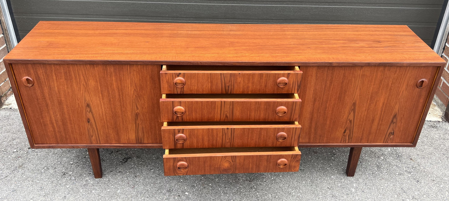 REFINISHED Mid Century Teak Sideboard Credenza Buffet Narrow 72"