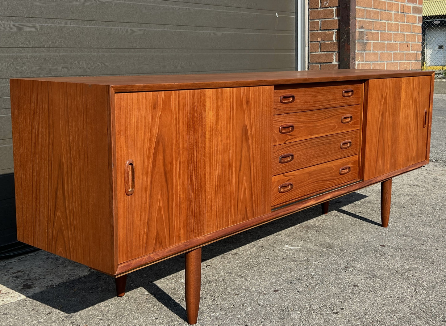 REFINISHED Danish Mid Century Teak Sideboard Credenza Buffet 82"