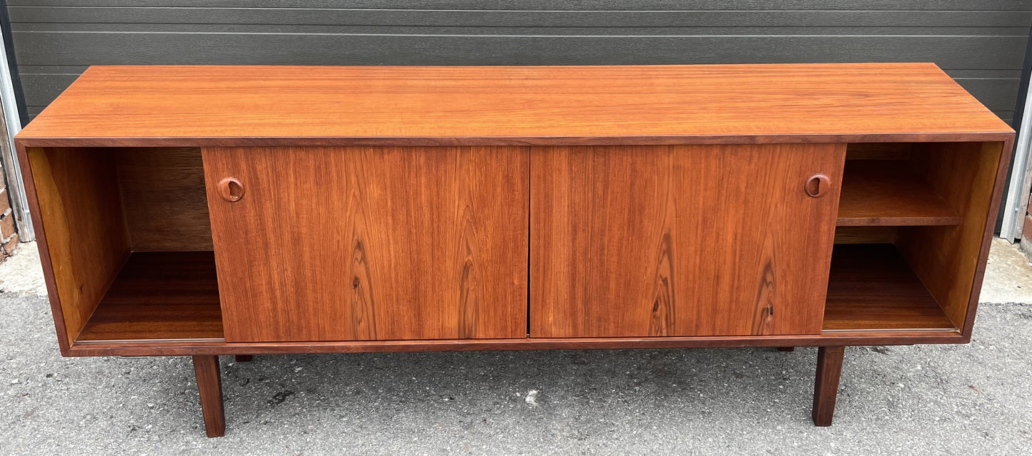 REFINISHED Mid Century Teak Sideboard Credenza Buffet Narrow 72"
