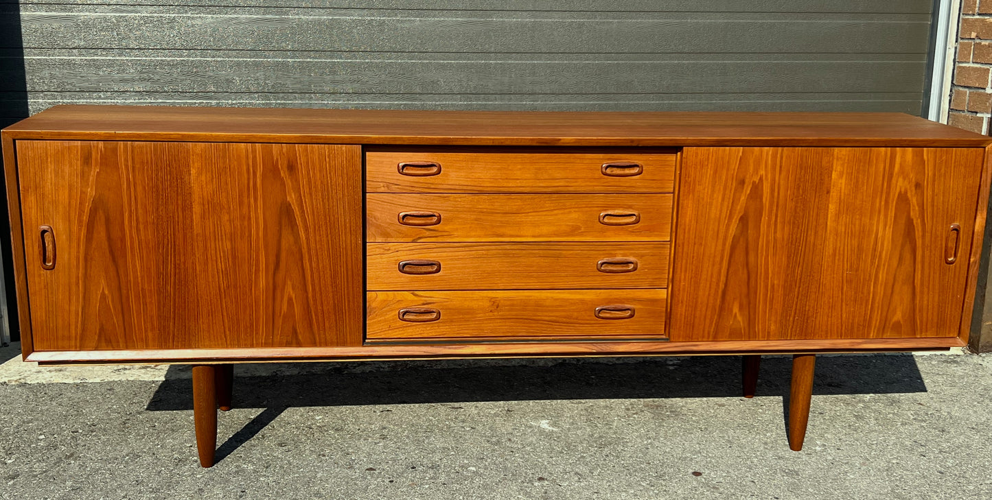 REFINISHED Danish Mid Century Teak Sideboard Credenza Buffet 82"