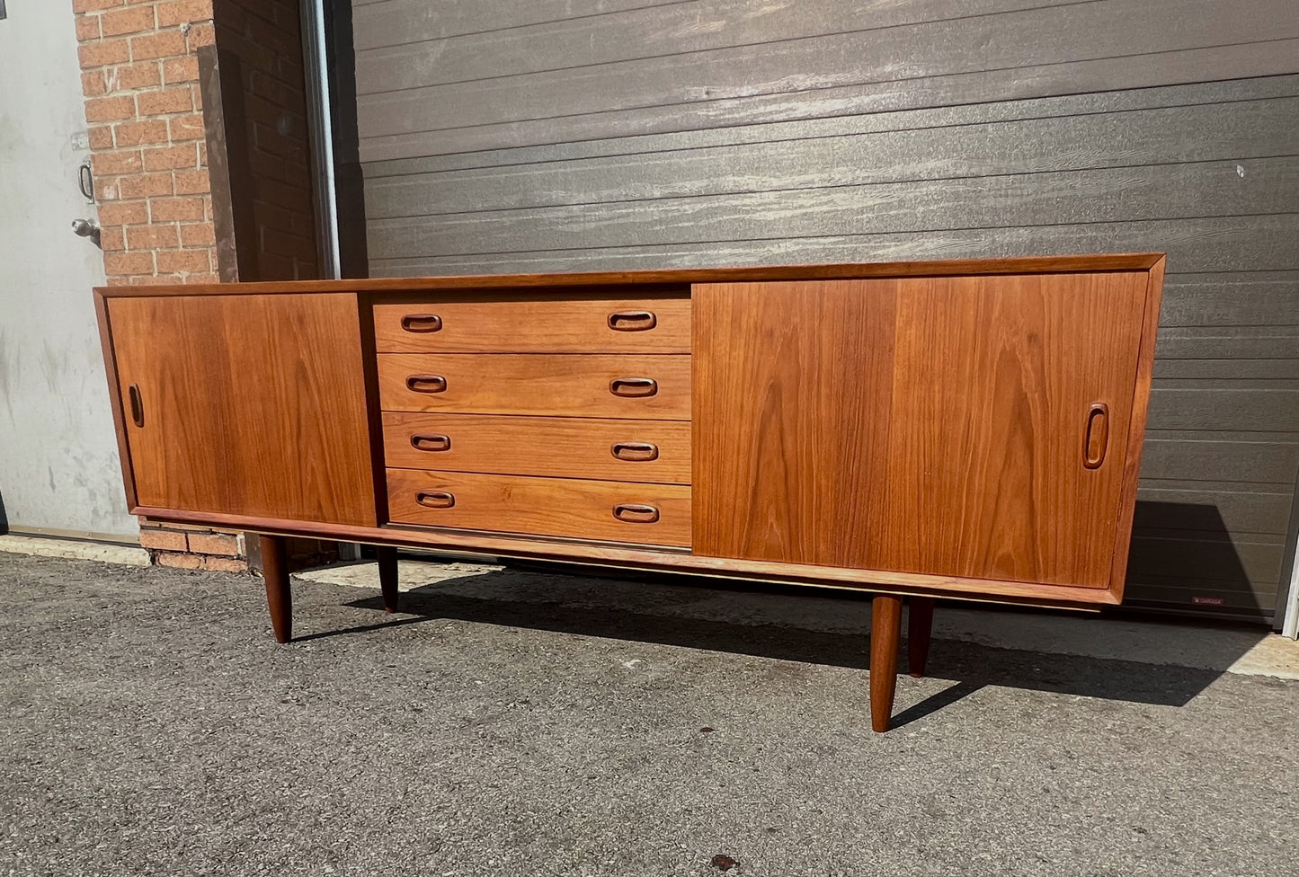 REFINISHED Danish Mid Century Teak Sideboard Credenza Buffet 82"