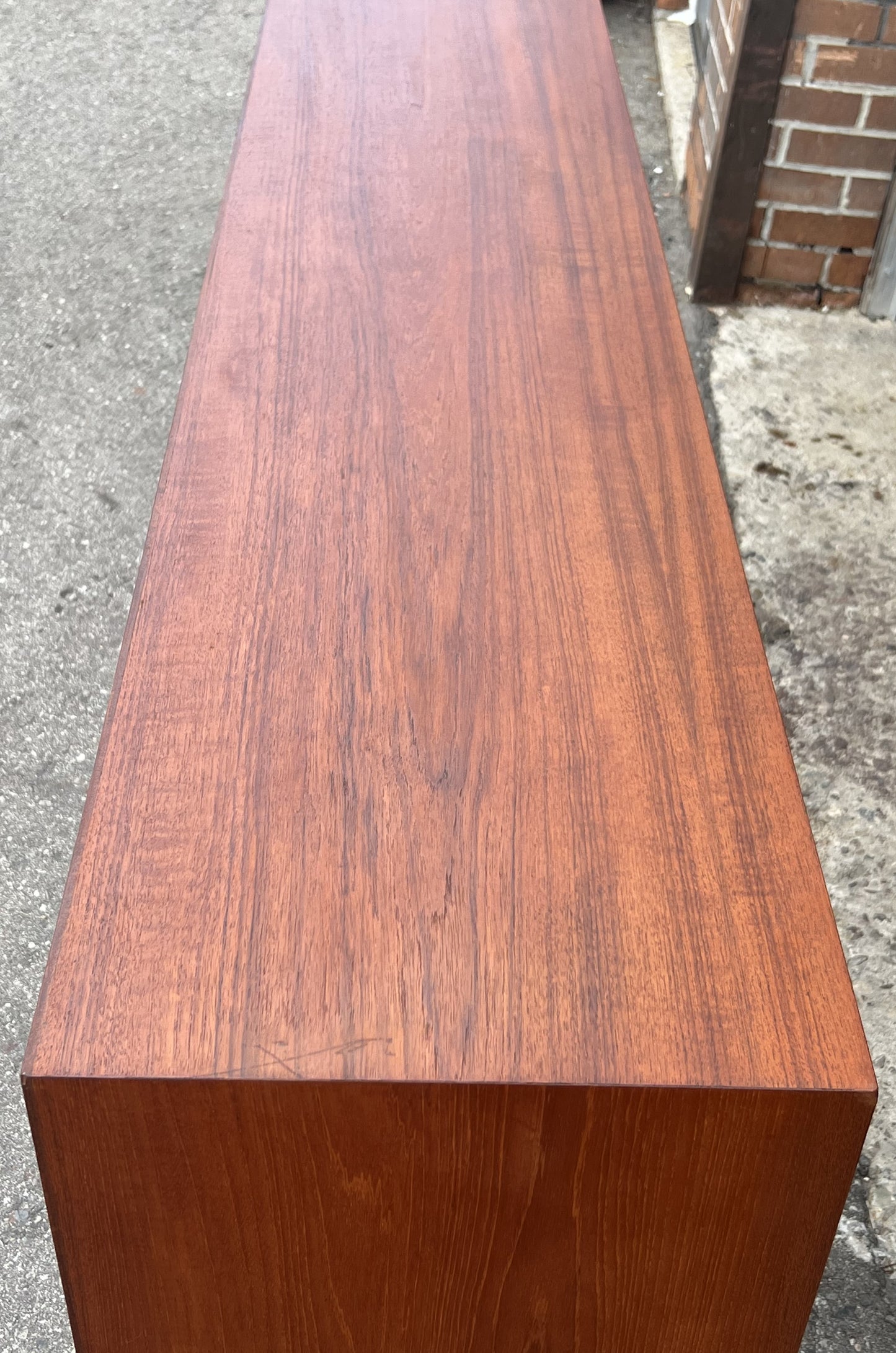 REFINISHED Mid Century Teak Sideboard Credenza Buffet Narrow 72"