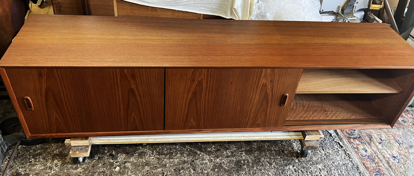 REFINISHED Danish Mid Century Teak Sideboard Credenza Buffet 82"