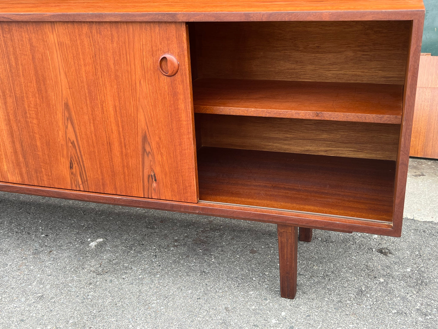 REFINISHED Mid Century Teak Sideboard Credenza Buffet Narrow 72"
