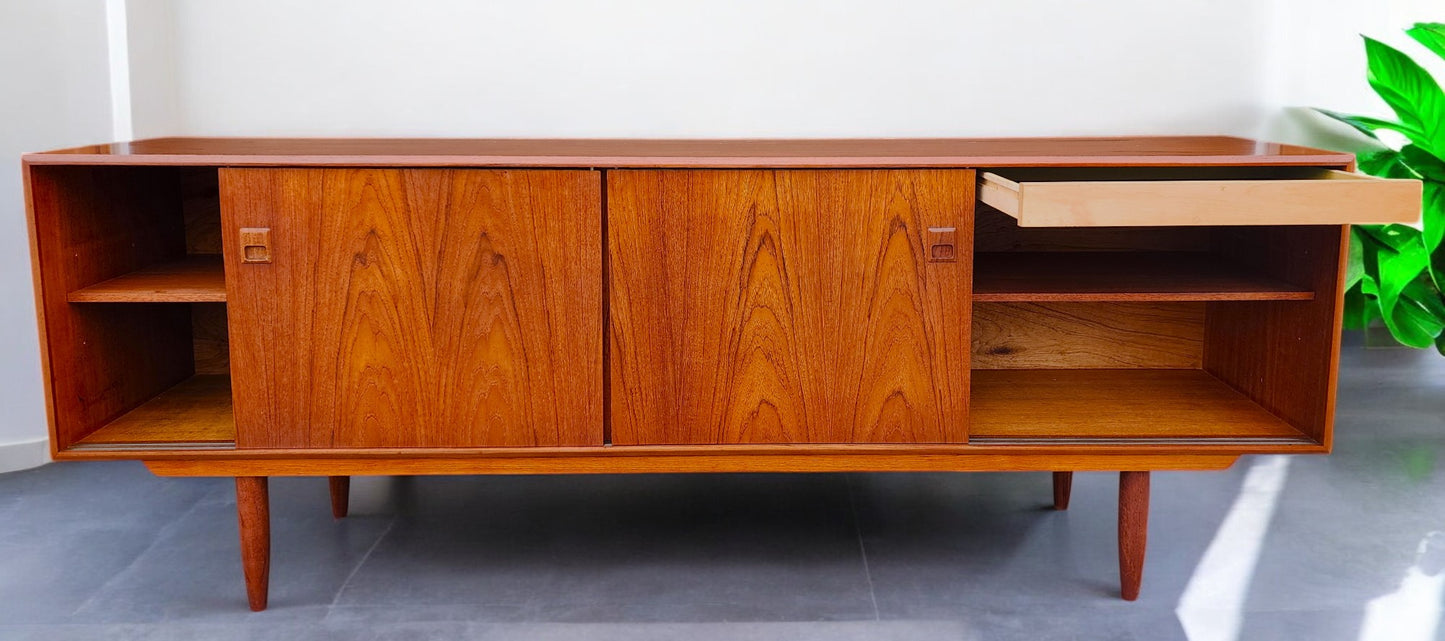 REFINISHED Mid Century Modern Teak Sideboard Credenza 7 ft