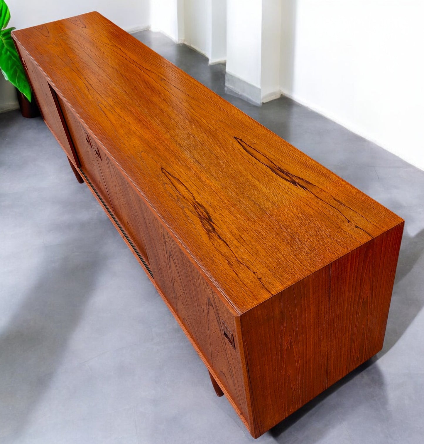 REFINISHED Mid Century Modern Teak Sideboard Credenza 7 ft