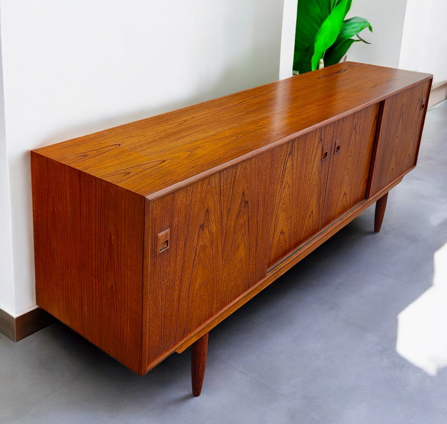 REFINISHED Mid Century Modern Teak Sideboard Credenza 7 ft