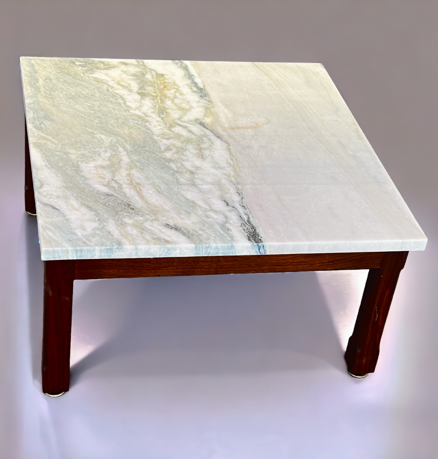REFINISHED Mid Century Modern Teak Accent Table w Quartzite Top (2 available)