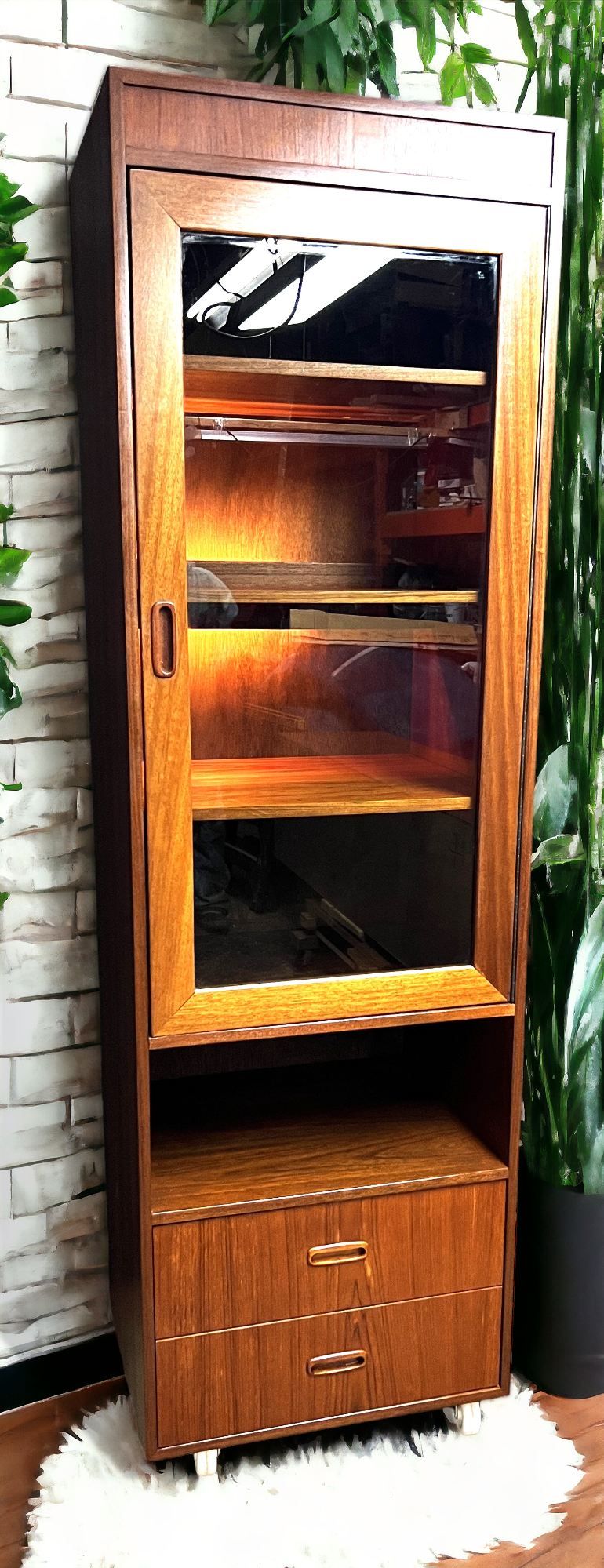 RESTORED Mid Century Modern Teak Tall Cabinet by G Plan with Lighting