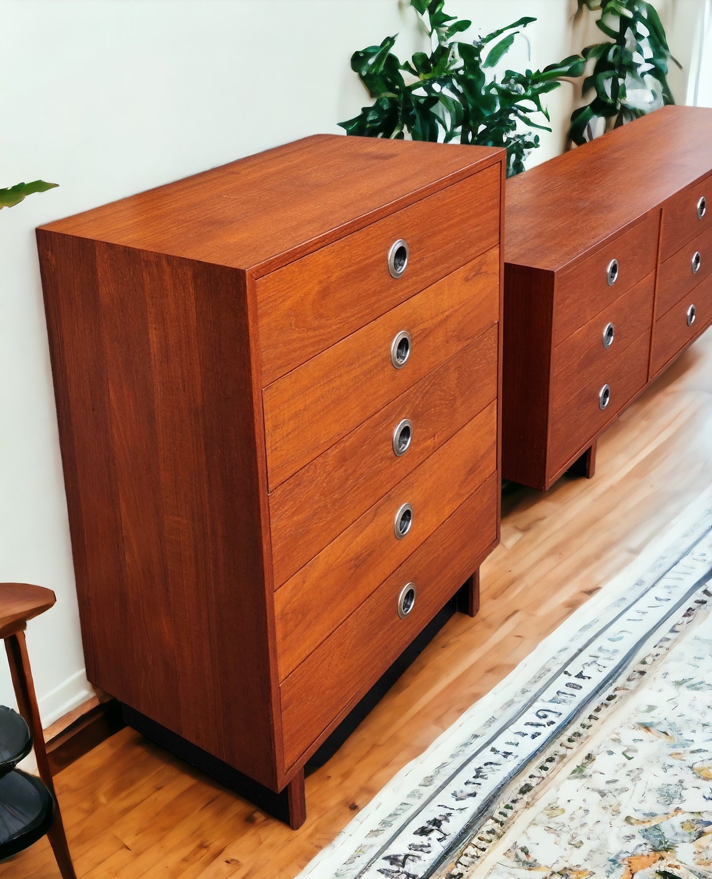 REFINISHED Mid-Century Modern Teak Tallboy Dresser 5 drawers