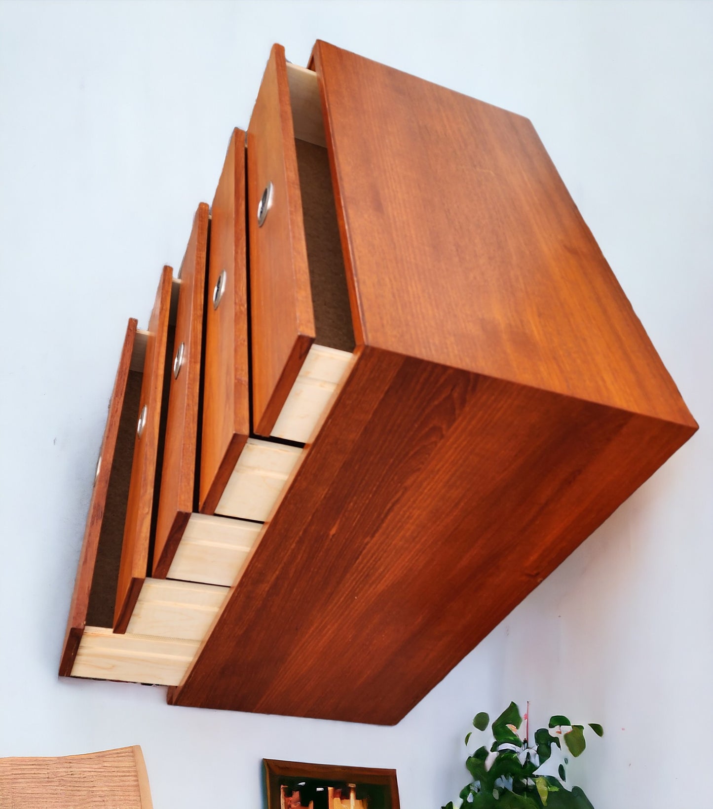 REFINISHED Mid-Century Modern Teak Tallboy Dresser 5 drawers