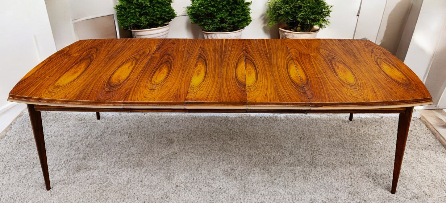 REFINISHED Mid Century Modern Walnut Table w 3 Leaves 61"-103" and 8 Chairs