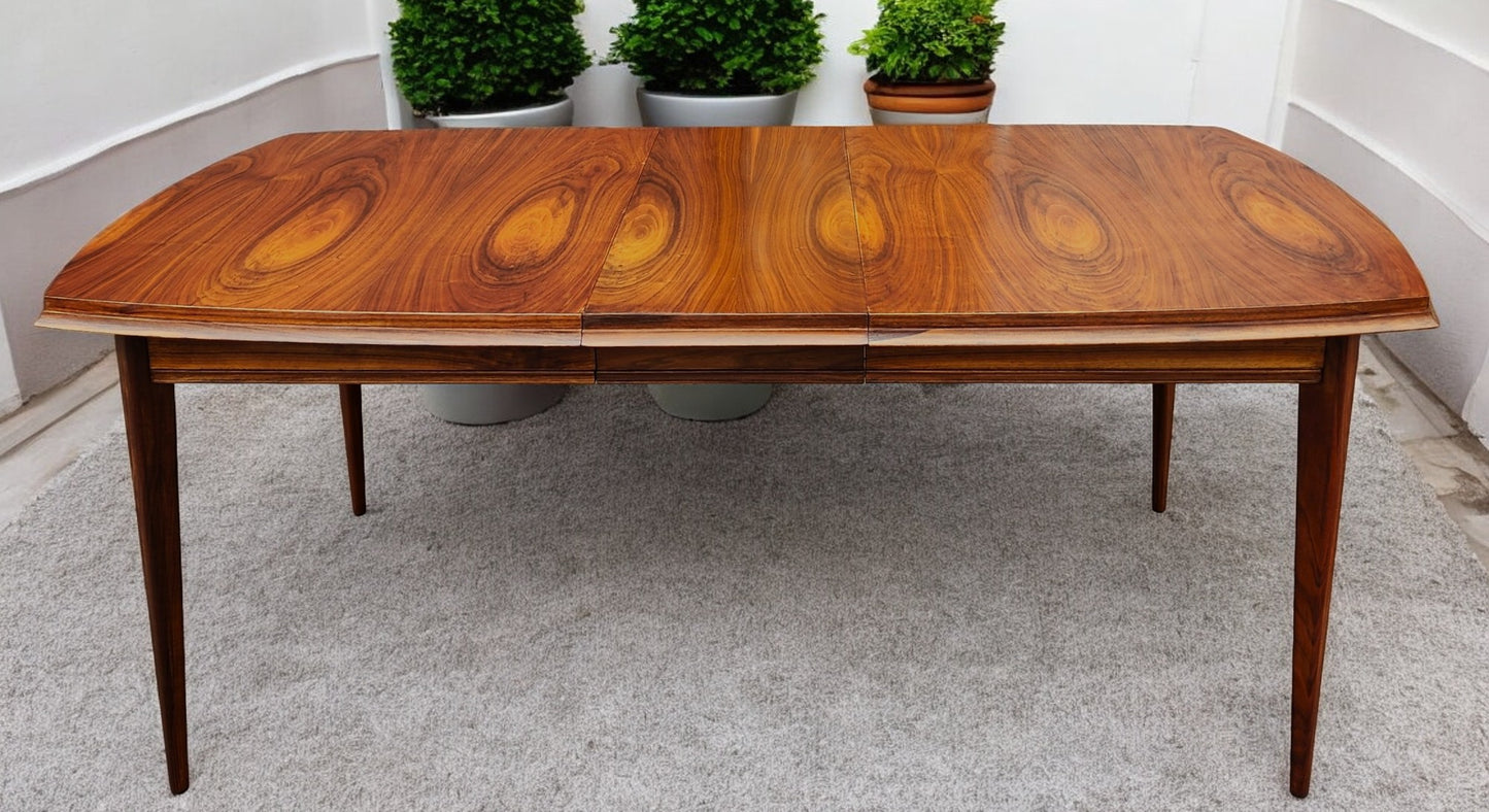 REFINISHED Mid Century Modern Walnut Table w 3 Leaves 61"-103" and 8 Chairs