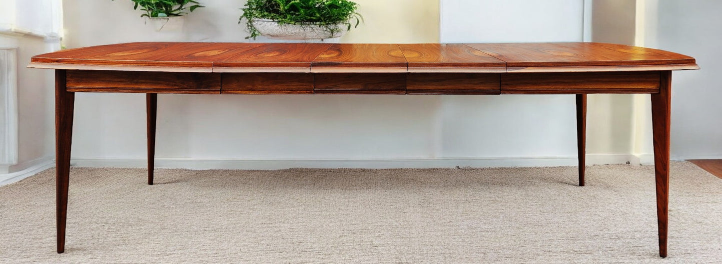 REFINISHED Mid Century Modern Walnut Table w 3 Leaves 61"-103" and 8 Chairs