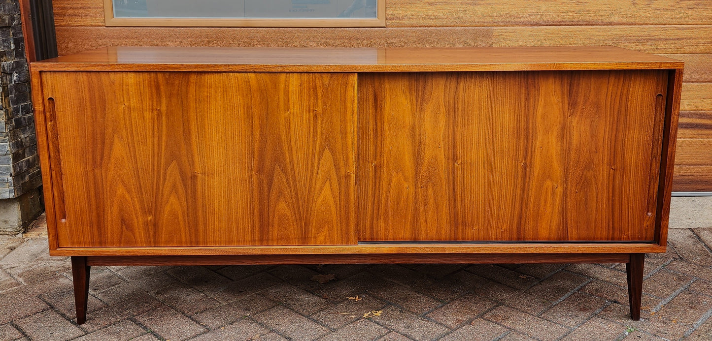REFINISHED Mid Century Modern Walnut Sideboard Credenza Buffet, 60"
