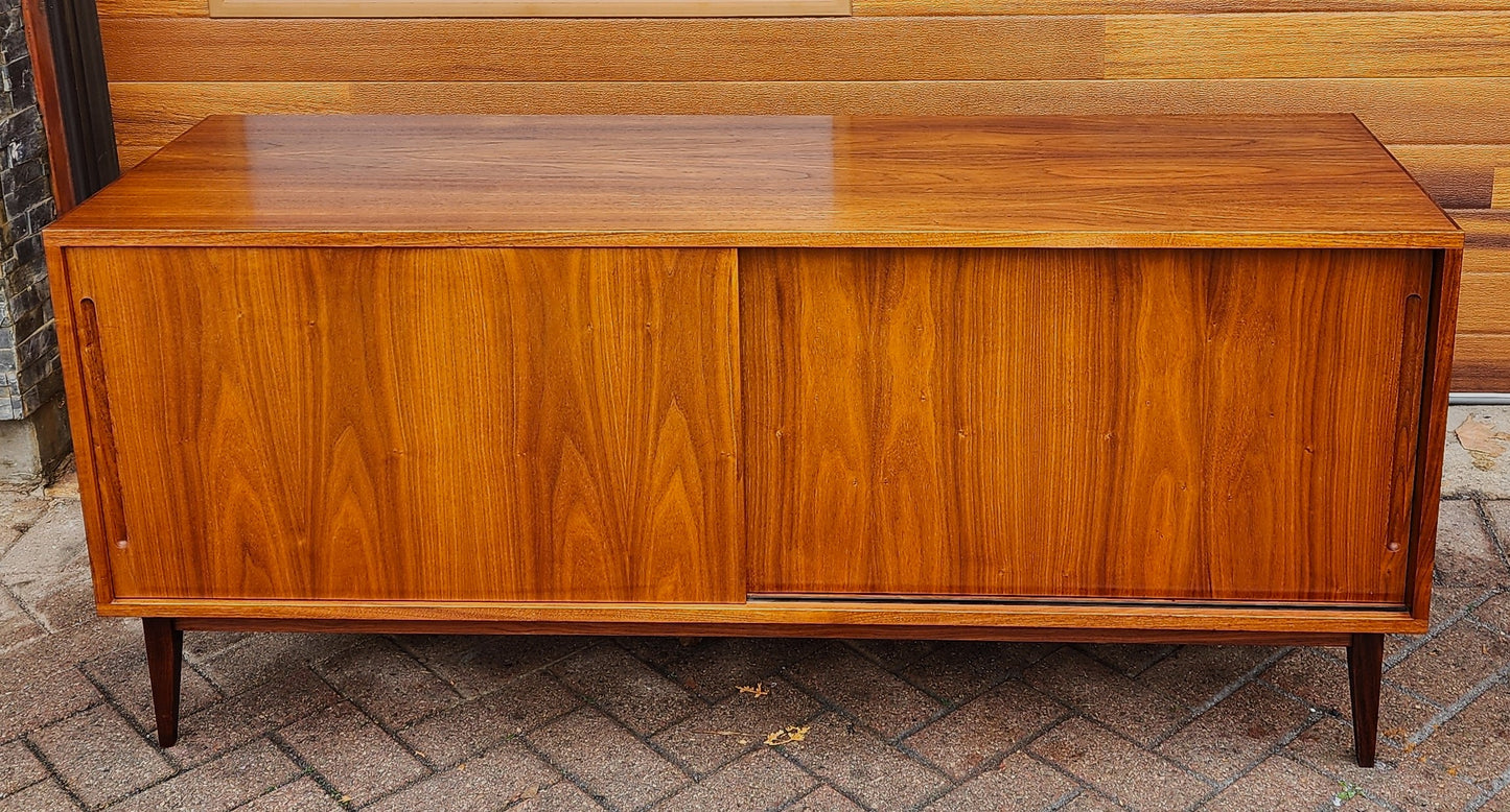 REFINISHED Mid Century Modern Walnut Sideboard Credenza Buffet, 60"