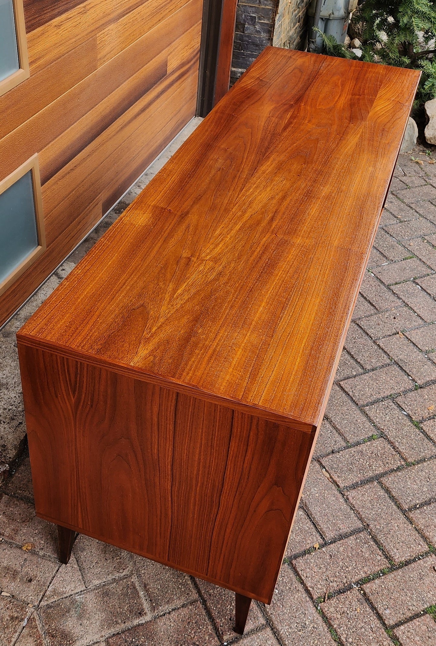 REFINISHED Mid Century Modern Walnut Sideboard Credenza Buffet, 60"